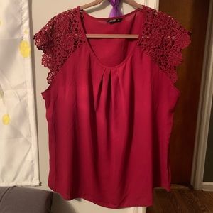 SHEIN Curve Lace Sleeve Blouse